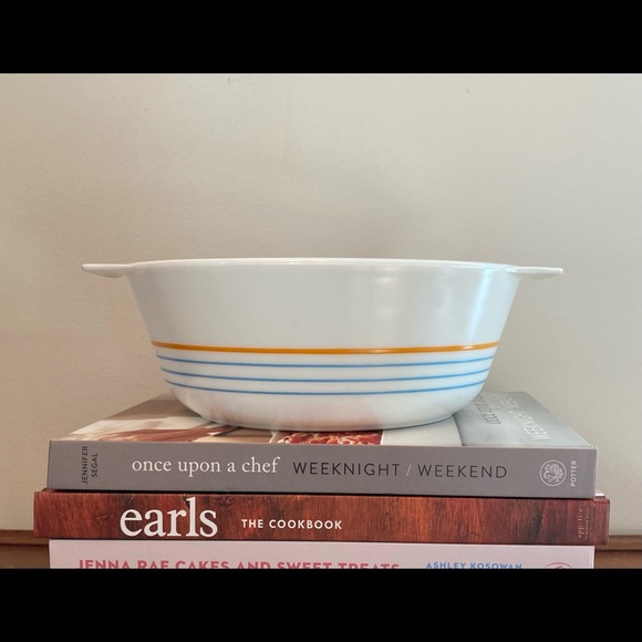 80s Zoom Series Pyrex from England in Blue and Orange Stripes, 2L capacity, JAJ - Picture 7 of 8